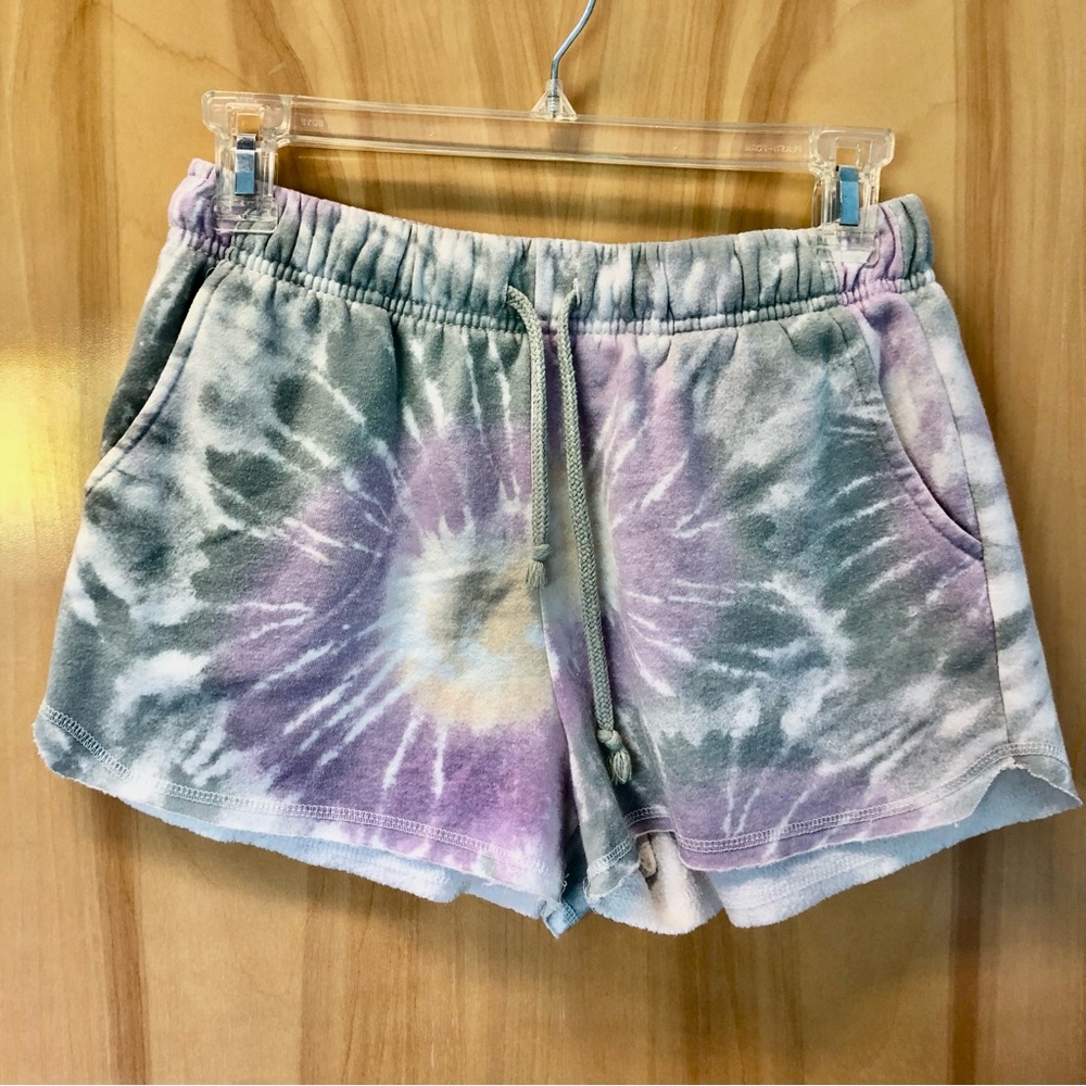 Hippie Rose Tie-Dye Athletic Shorts in Purple and Gray